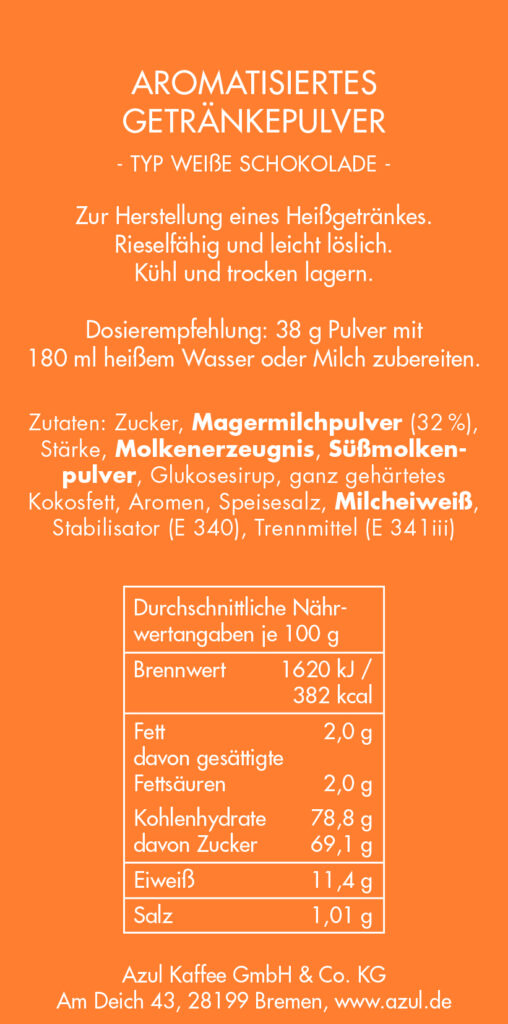 AZUCO Weiß Extra Zutaten und Nährwerte